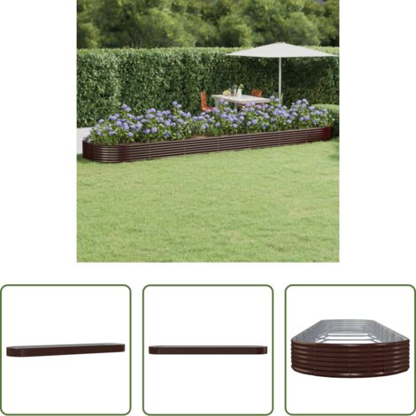 Maceta de jardín -  Jardinera arriate acero galvanizado marrón 600x140x36cm