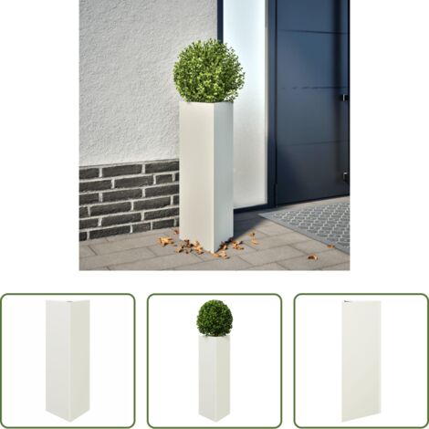 Maceta de jardín -  Jardinera triangular acero blanco 30x26x75 cm