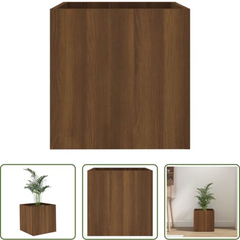 Maceta de madera - Jardinera roble marrón 40x40x40 cm madera de ingeniería