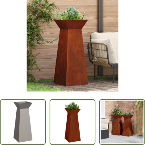 Maceta de pilar -  Maceta Pilar 2 pcs Plateado 40 x 40 x 100 cm