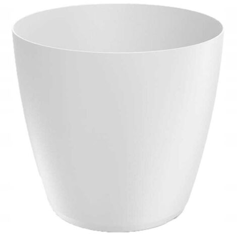 Maceta de plástico blanco mate 15,8x14,5 cm, tapa lisa Mate