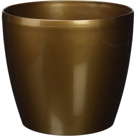 Maceta de plástico color oro metalizado de 25x22 cm, modelo clásico Magnolia.