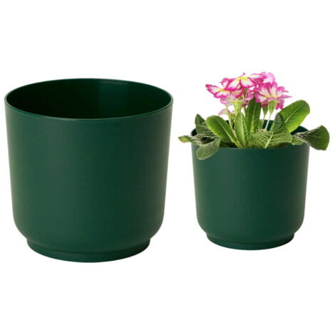 Maceta de plástico verde oscuro mate Satina 15x14,9 cm
