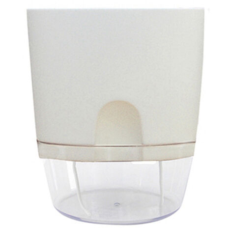 Maceta de resina con autorriego y diseño esmerilado, 15,3 cm, gris y blanco, maceta hidropónica automática de resina de dos capas.