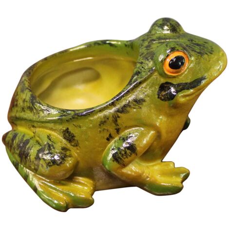 Maceta decorativa con forma de rana, hecha de resina, color verde, 11,3 x 10,3 x 7,5 cm, una bonita idea de regalo para el jardín.