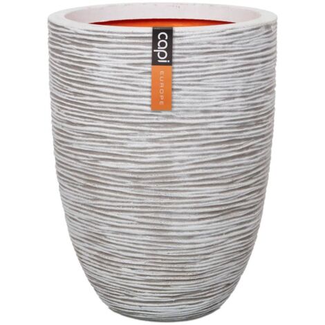 Maceta decorativa de forma natural con vetas - CAPI EUROPE - RIB NL - 46 x 58 cm - Marfil
