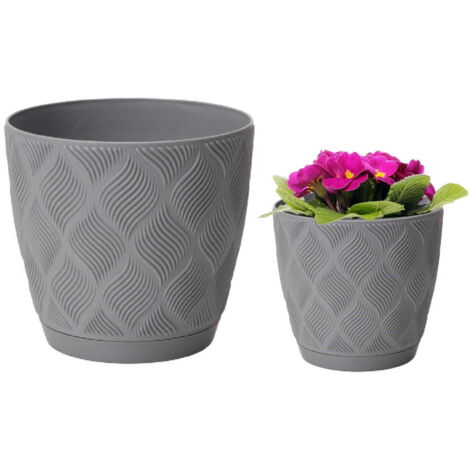 Maceta decorativa de plástico gris 12,8x11,8 cm