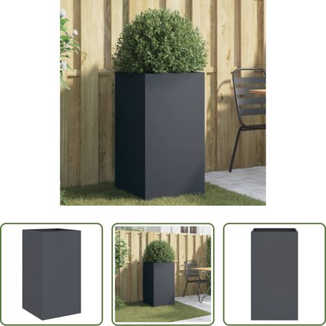 Maceta decorativa -  Jardinera acero gris antracita 42x38x75 cm
