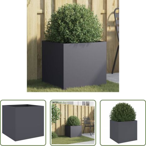 Maceta decorativa -  Jardinera acero gris antracita 49x47x46 cm