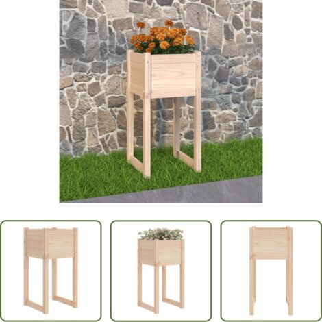 Maceta decorativa - Jardinera de madera maciza de pino 40x40x81 cm