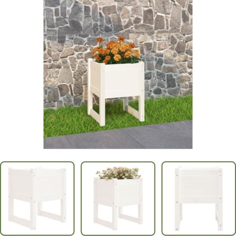 Maceta decorativa - Jardinera madera maciza de pino blanco 40x40x52,5 cm