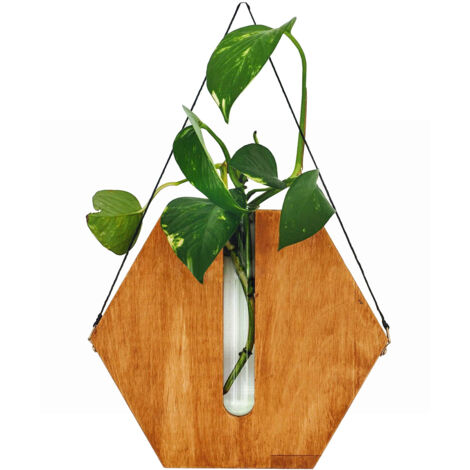 【Maceta decorativa】 【Marca no especificada】 【100% madera】 【Estilo bohemio】 Macetero de pared rústico de madera natural para interiores con cuerda, maceta colgante, decoración de estilo bohemio (1 piez