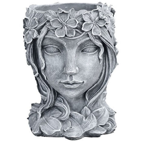 Maceta decorativa para bonsái, robusta y transpirable, ideal para el hogar, el jardín y el balcón. Resina gris, 20 x 15,8 x 14,5 cm. 1 unidad.