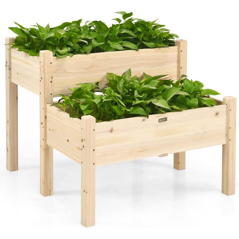 

Maceta Elevada de Madera Jardinera de Suelo Elevada para Plantas Flores Cama para Exterior Balcón Patio 86x85x72,5cm