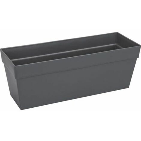 Maceta Elho Antracita Gris oscuro Polipropileno Plástico Rectangular Moderno 50 cm