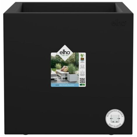 Maceta Elho Negro Ø 29 cm Plástico Cuadrado Moderno