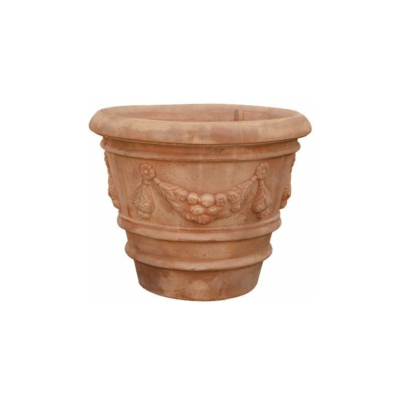 

Biscottini - Maceta festoneada envejecida de terracota toscana, diámetro 60 x 50 cm.