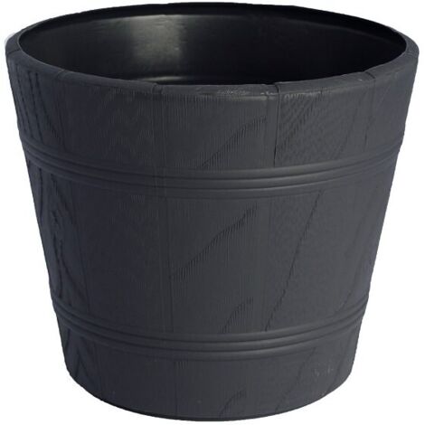 Maceta imitaci贸n madera 0 antracita FORM-PLASTIC