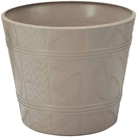 Maceta imitaci贸n madera 1 gris-beige FORM-PLASTIC