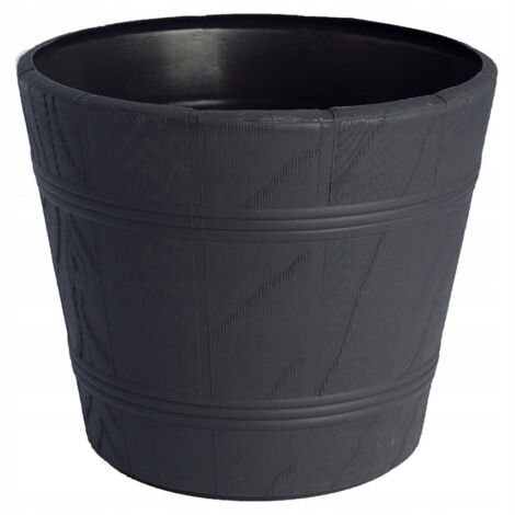 Maceta imitaci贸n madera 4 antracita FORM-PLASTIC