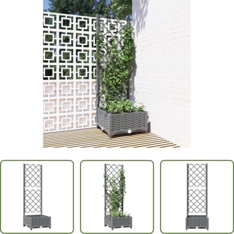 Maceta inferior - Jardinera con enrejado PP gris claro 40x40x121,5 cm