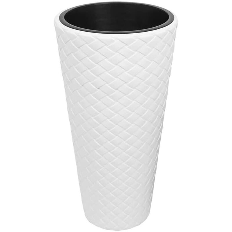 

Prosperplast - Maceta alta de ratan sintético 23 litros color blanco 30 x 55 cm