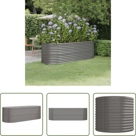 Maceta -  Jardinera arriate acero galvanizado gris 224x80x68 cm