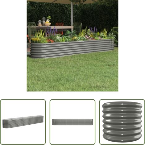 Maceta -  Jardinera arriate acero galvanizado gris 260x40x36 cm