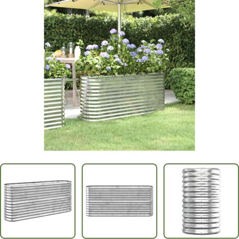Maceta -  Jardinera arriate acero galvanizado plata 152x40x68 cm