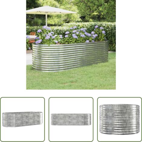 Maceta -  Jardinera arriate acero galvanizado plata 249x100x68 cm