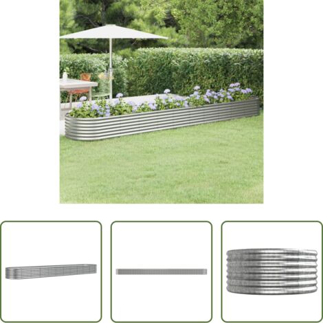Maceta -  Jardinera arriate acero galvanizado plata 440x80x36 cm