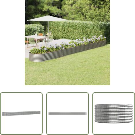 Maceta -  Jardinera arriate acero galvanizado plata 620x80x36 cm