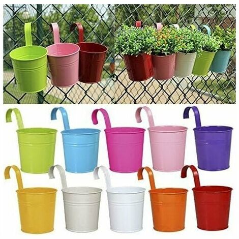 Maceta LITZEE (10 piezas), macetas de hierro y Metal para colgar, balcón, jardín, decoración del hogar