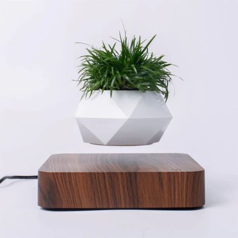 Maceta magnética flotante para bonsái, maceta con rotación de 360 grados, ideal para decoración de oficina y hogar (oscura)