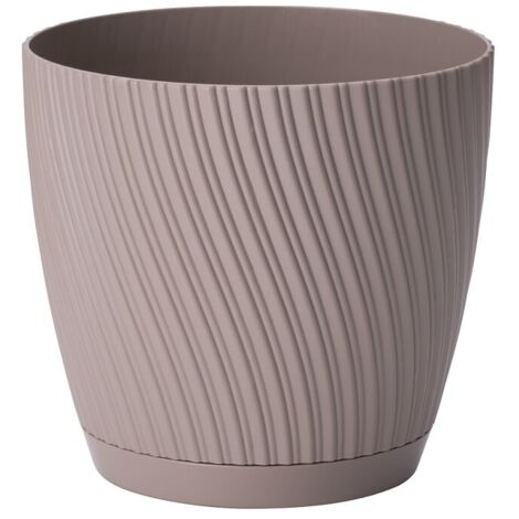 Maceta Mika 19 con plato gris-beige FORM-PLASTIC