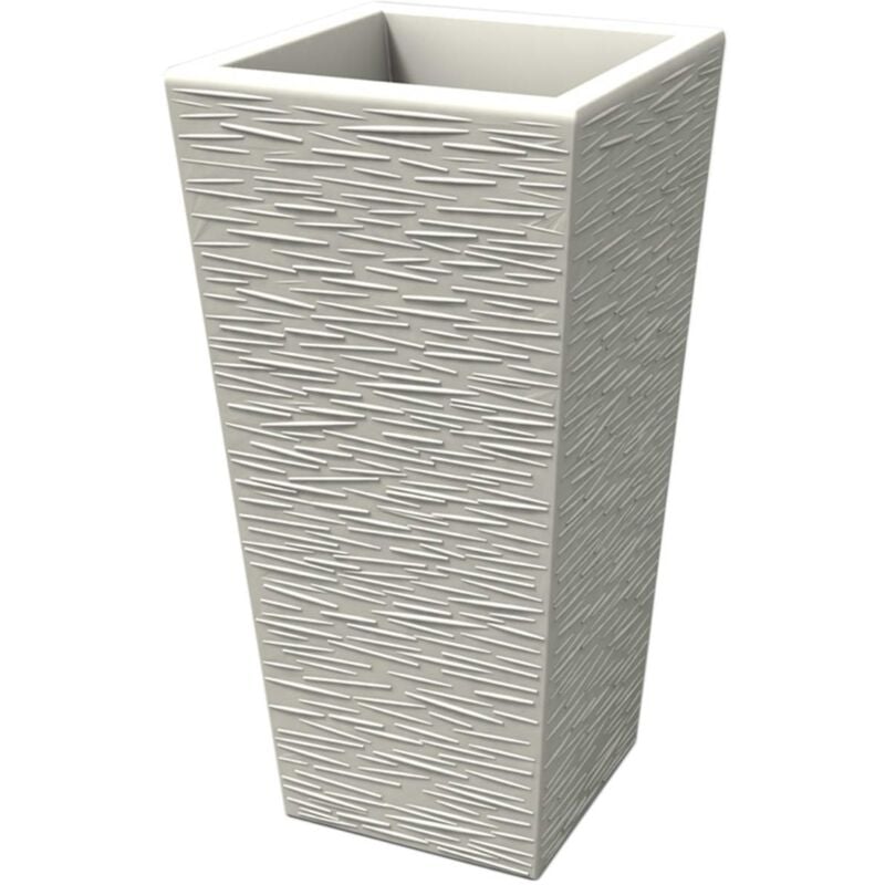 

Maceta moderna de resina rectangular mod. Egizio Rustico h 65 blanco