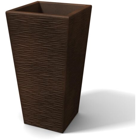 Maceta moderna de resina rectangular mod. Egizio Rustico h 65 bronce