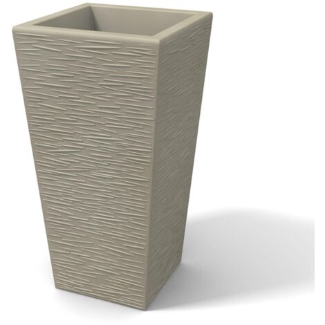 Maceta moderna de resina rectangular mod. Egizio Rustico h 65 ceniciento