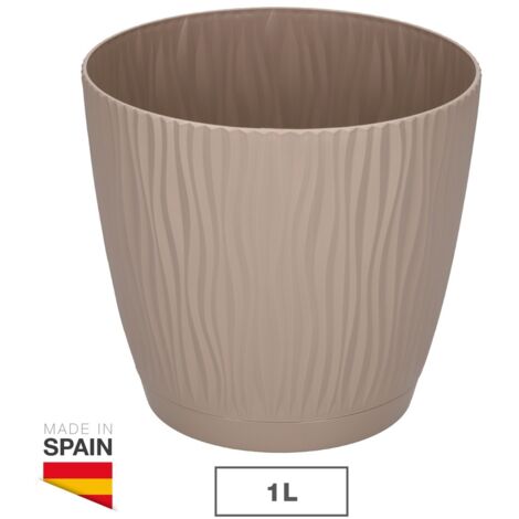 Maceta Oasis con plato integrado Ø130mm Beige