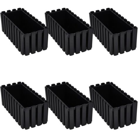 Maceta para Balcón Caja para Barandilla Rústica Antracita 400 mm 6 piezas
