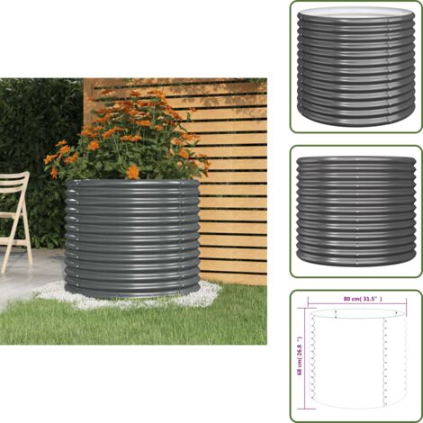 Maceta para balcones - vidaXL Jardinera acero galvanizado antracita 80x80x68 cm - Maceta para patios