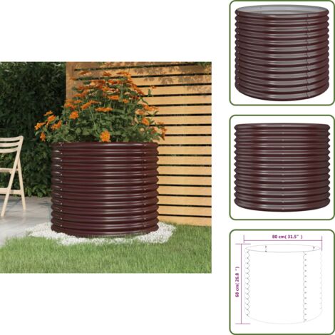 Maceta para balcones - vidaXL Jardinera acero galvanizado marrón 80x80x68cm - Maceta para patios