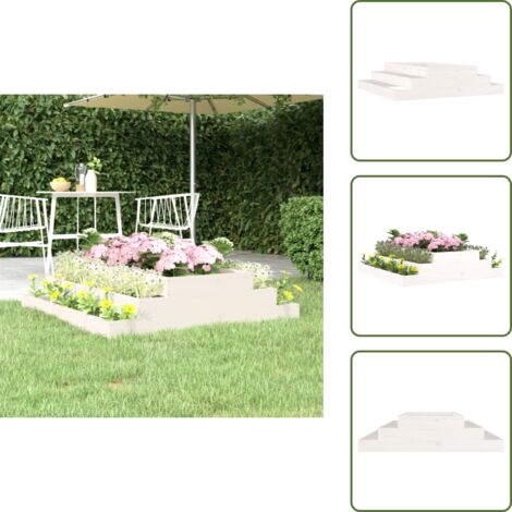 Maceta para flores - vidaXL Jardinera madera maciza de pino blanco 110x110x27 cm - Maceta decorativa