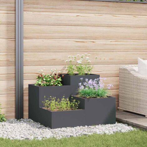 Maceta para Jardín Antracita 80 x 80 x 60 cm Acero