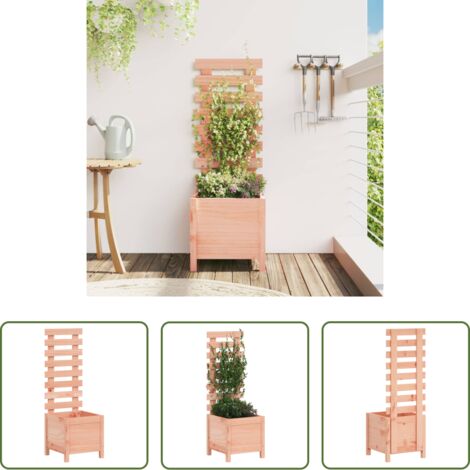 Maceta para jardín -  Jardinera con estantería madera maciza Douglas 39x39,5x114 cm