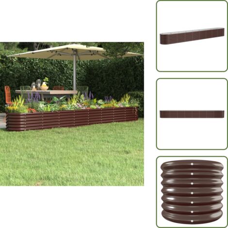 Maceta para jardín - vidaXL Jardinera arriate acero galvanizado marrón 332x40x36 cm - Maceta para plantas