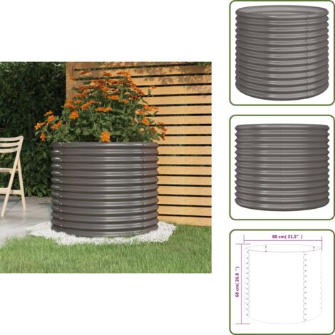 Maceta para jardín - vidaXL Jardinera de acero galvanizado gris 80x80x68 cm - Maceta para balcones