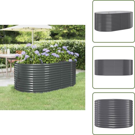 Maceta para plantas - vidaXL Jardinera arriate acero galvanizado antracita 175x100x68cm - Maceta para verduras
