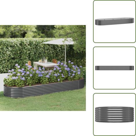 Maceta para plantas - vidaXL Jardinera arriate acero galvanizado antracita 322x100x36cm - Maceta para verduras