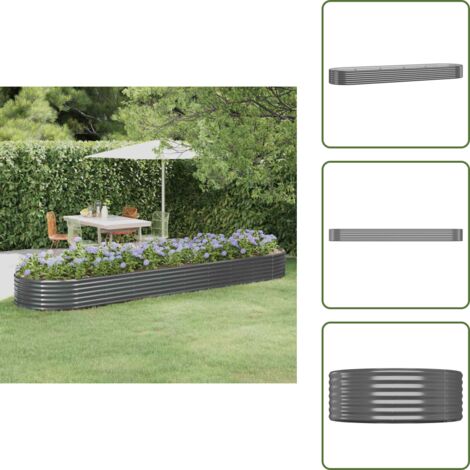 Maceta para plantas - vidaXL Jardinera arriate acero galvanizado antracita 396x100x36cm - Maceta para verduras